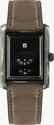 Out Of Order Forma Venti Automatic Jump-Hour Ultra-Distressed (30.5mm) Black Dial / Brown Leather Strap Watch F20BLK.OOO