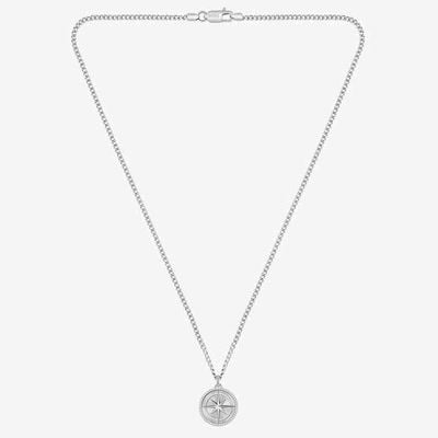 BOSS Jewellery North Silver Tone Compass Pendant Necklace 1580841