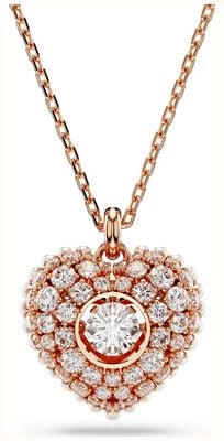Swarovski Idyllia pendant, Crystal pearl, Heart, White, Rose gold-tone plated 5680402
