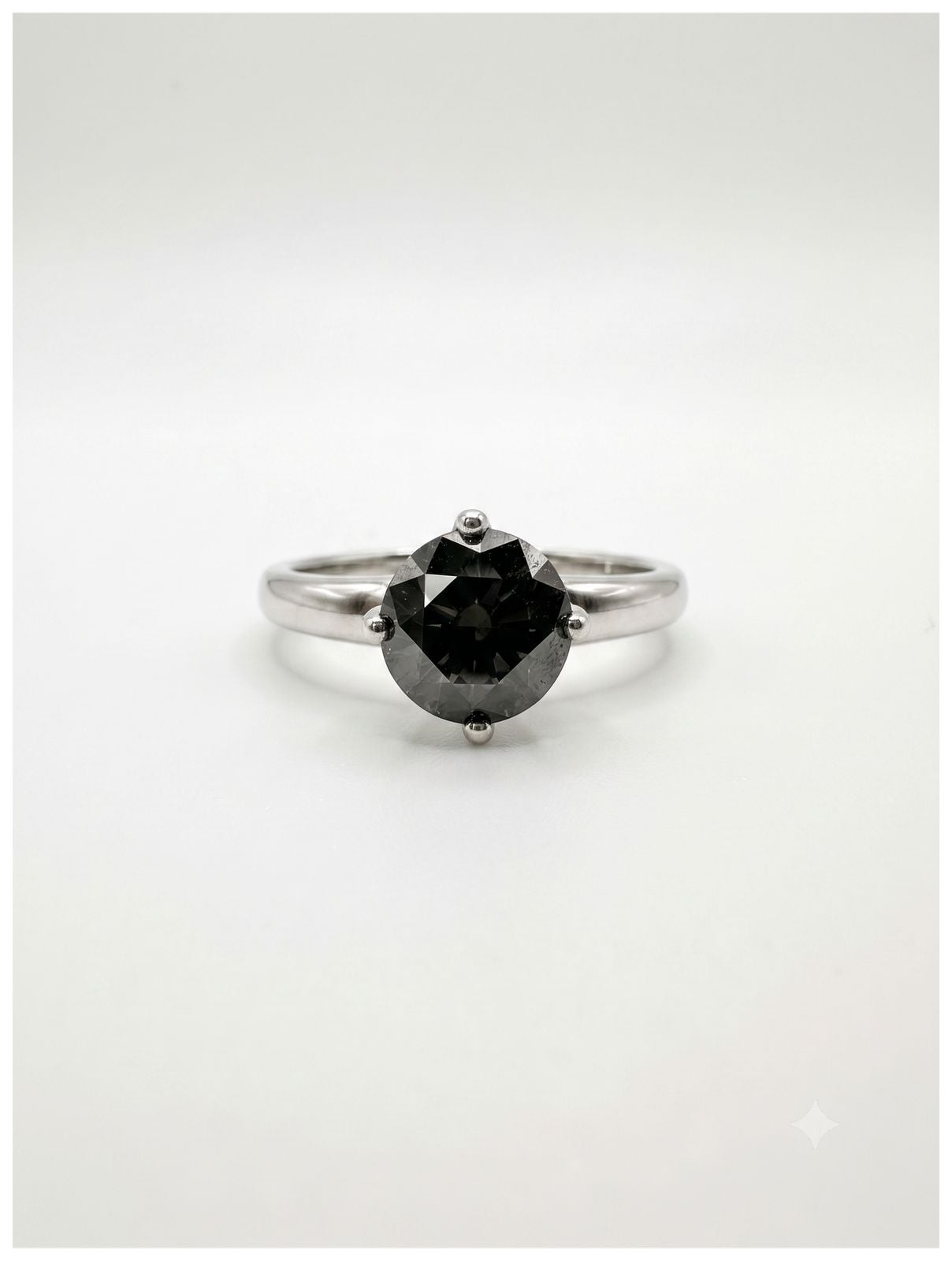 Pre-owned J29576 9ct White Gold Black Diamond Ring Jewellery