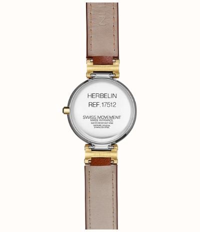Herbelin Lady H Quartz (26mm) Silver 'Clous de Paris' Guilloché Dial / Brown Leather Strap Watch 17512T1N28GD - alternate view 3
