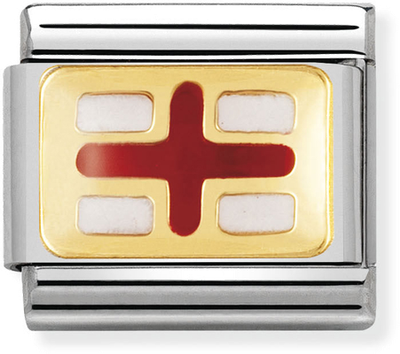 Nomination Classic England Flag Enamel 18ct Gold & Steel Charm 030234/08