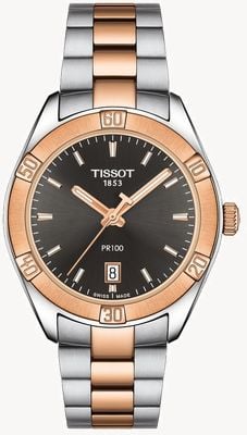Tissot Women's PR 100 Sport Chic 36mm Two Tone Black Dial T1019102206100