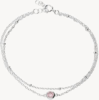 Silver Bracelet Single Pink Cz Bracelet H5100/P