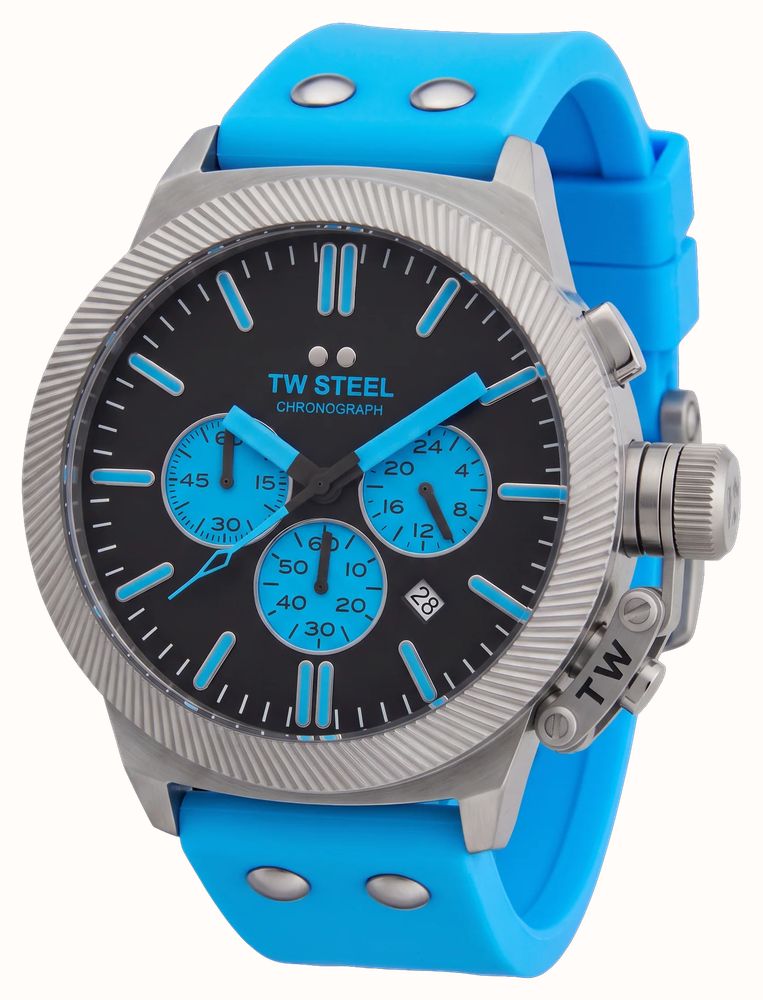 TW Steel Canteen Quartz Chronograph (45mm) Black Dial / Blue Silicone Strap Watch CS131 - alternate view 2