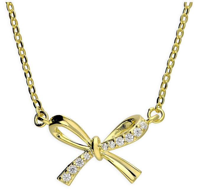 James Moore H6941/Y Sterling Silver Gold Plated Bow CZ Jewellery