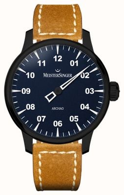 MeisterSinger Archao Automatic DLC (43mm) Dark Blue Grained Dial / Tan Leather Strap AR908BL
