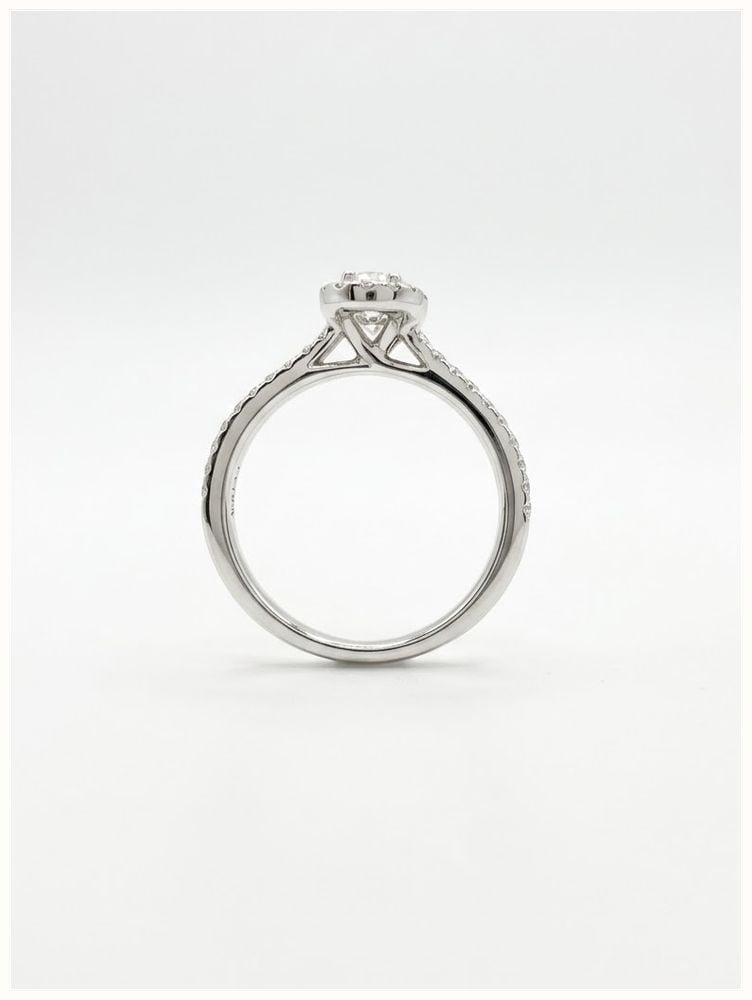 0.36ct Pear Natural Diamond Platinum Halo Ring J19302 - alternate view 3