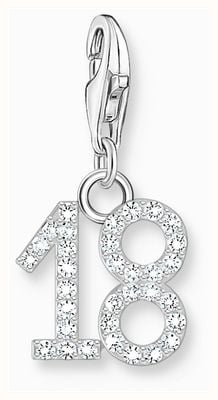 Thomas Sabo Number '18' Zirconia Sterling Silver Charm Pendant 2134-051-21