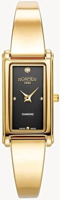 Roamer Women's Elegance Black Dial / Gold-Tone Stainless Steel Bangle Bracelet 866845 48 55 20