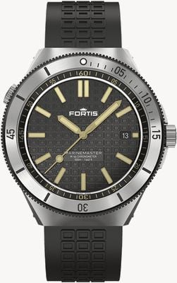 FORTIS Marinemaster M-44 Chronometer Black Resin (44mm) Horizon Ultra-flexible Rubber Strap F8120017