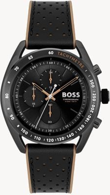 BOSS Men's Centre Court | Black Chronograph Dial | Black Leather Strap 1514022