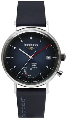 Bauhaus Classic Solar Power Reserve (41mm) Blue Dial / Blue Leather Strap 21123