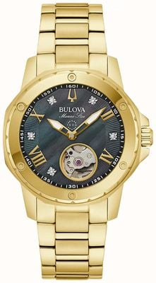 Bulova Marine Star Automatic (37mm) Dark Mother-of-Pearl Dial / Gold PVD Stainless Steel Bracelet 97P171
