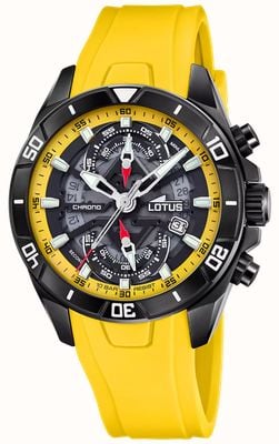 Lotus Vortex Quartz Chronograph (44mm) Yellow & Black Transparent Dial / Yellow Rubber Strap L18945/1