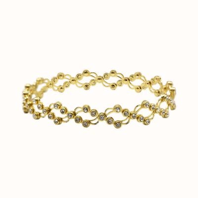 Real Effect London Gold-Plated Sterling Silver CZ Expanding Ring-Bangle 55384