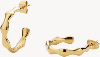 D.LOUISE 14ct Yellow Gold PVD Bamboo Hoop Earrings SKE-27