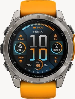 Garmin Fenix 8 51mm AMOLED Sapphire Premium Multisport GPS Smartwatch Titanium with Spark Orange 010-02905-11