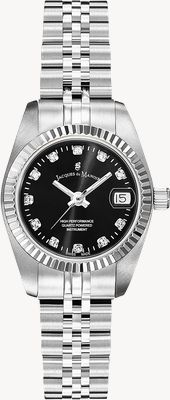 Jacques Du Manoir Inspiration Elegance (26mm) Black Sunray Dial / Stainless Steel Bracelet NRO.06