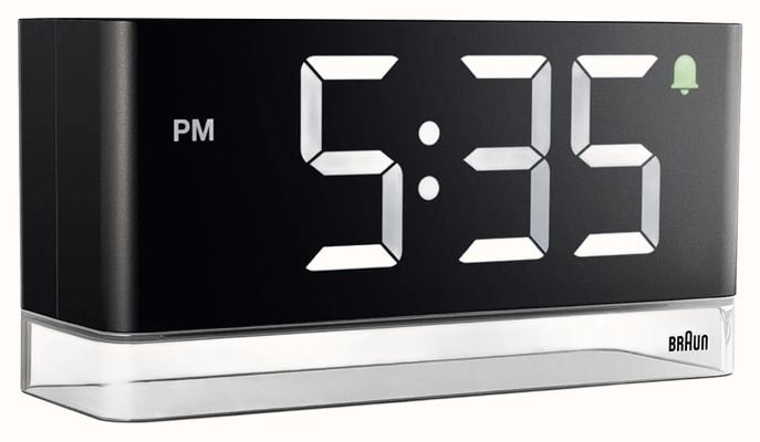 Braun BC27 Digital LED Rectangular Alarm Clock - Black - W18cm x H9cm x D6.2cm (UK Adaptor) Watch BC27BUK