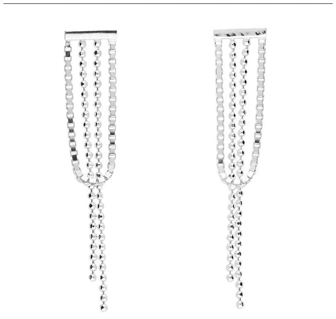 CME Leicester Limited H4417 Silver Bar Stud With Tassel Bead Jewellery