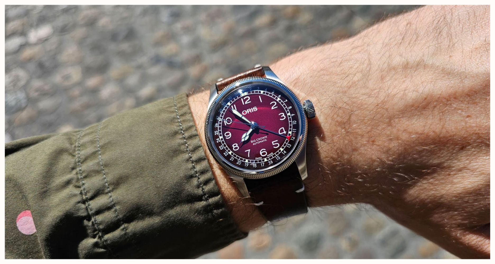 ORIS x Cervo Volante Big Crown Pointer Date Automatic (40mm) Burgundy Dial / Dark Brown Leather Strap Watch 01 754 7785 4038-SET - alternate view 6