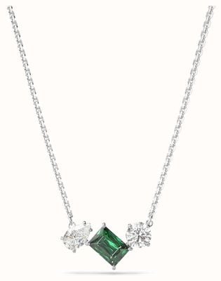 Swarovski Mesmera Necklace Rhodium Plated Green and White Crystals 5668278