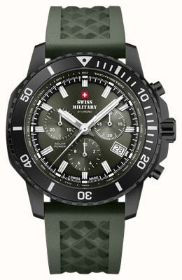 Swiss Military by Chrono Solar Chronograph (42mm) Green Sunray Dial / Green Rubber Strap SMS34113.06