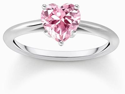 Thomas Sabo Heart Cut Pink Zirconia Sterling Silver Ring Size 54 TR2476-051-9-54