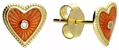 CME Leicester Limited Silver Gold Plated Enamel Heart Stud Earrings H4944/Y