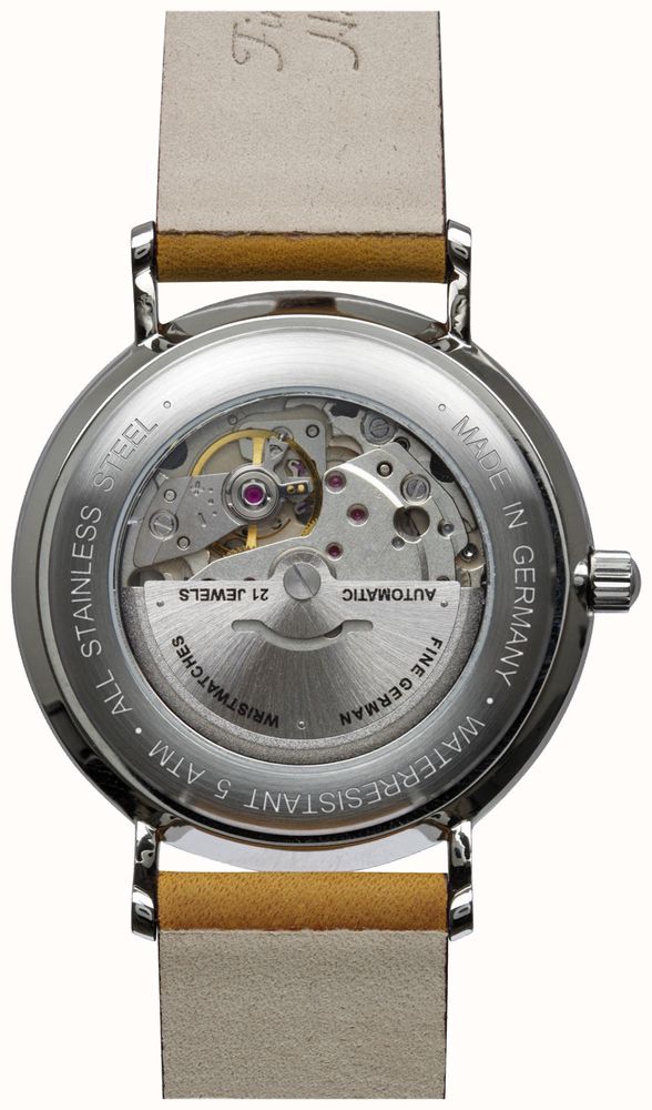 Bauhaus Men's Brown Italian Leather Strap | Blue Dial | Automatic | Day/Date 2162-3 - alternate view 2