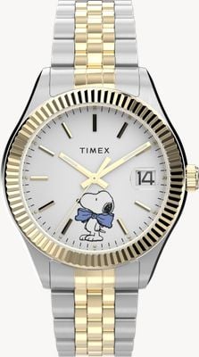 Timex Peanuts Timex Legacy (34mm) White Dial / Two-Tone Stainless Steel Bracelet TW2Y11100