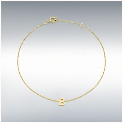 IBB 9ct Yellow Gold Ultra Fine Initial Bracelet B 1.29.0151