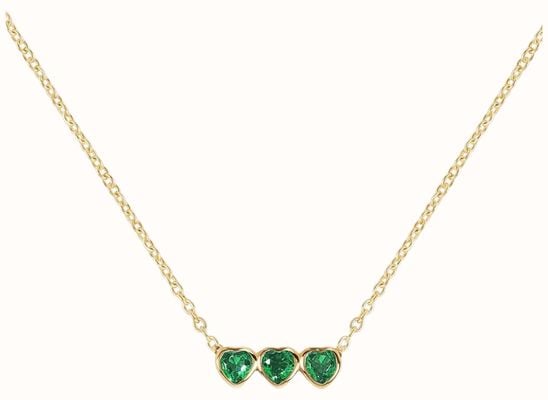 Radley Jewellery Sterling Silver Gold Plated Triple Heart Green CZs Necklace RYJ2564