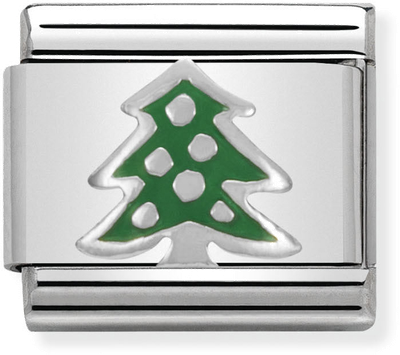 Nomination Classic Christmas Tree Sterling Silver & Steel Enamel Charm 330204/08