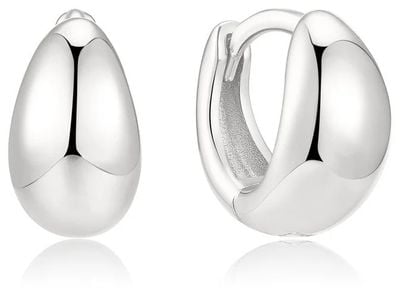 Ania Haie Silver Organic Dome Pebble Huggie Hoop Earrings E076-11H