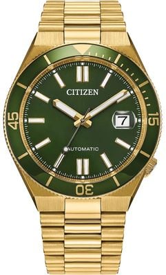 Citizen Tsuyosa Shore Automatic (40mm) Rich Green Sunray Dial / Gold PVD Stainless Steel Bracelet NJ0232-53X