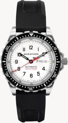 Marathon Arctic Edition JDD Jumbo Day/Date Automatic (46mm) White Dial / Black Silicone Strap WW194021SS-0530