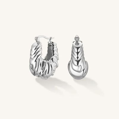 Rosefield Jewellery Statement Knotted Hoops Silver JESKS-J1055