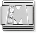 Nomination Classic Letter M Sterling Silver & Steel Cubic Zirconia Charm 330301/13
