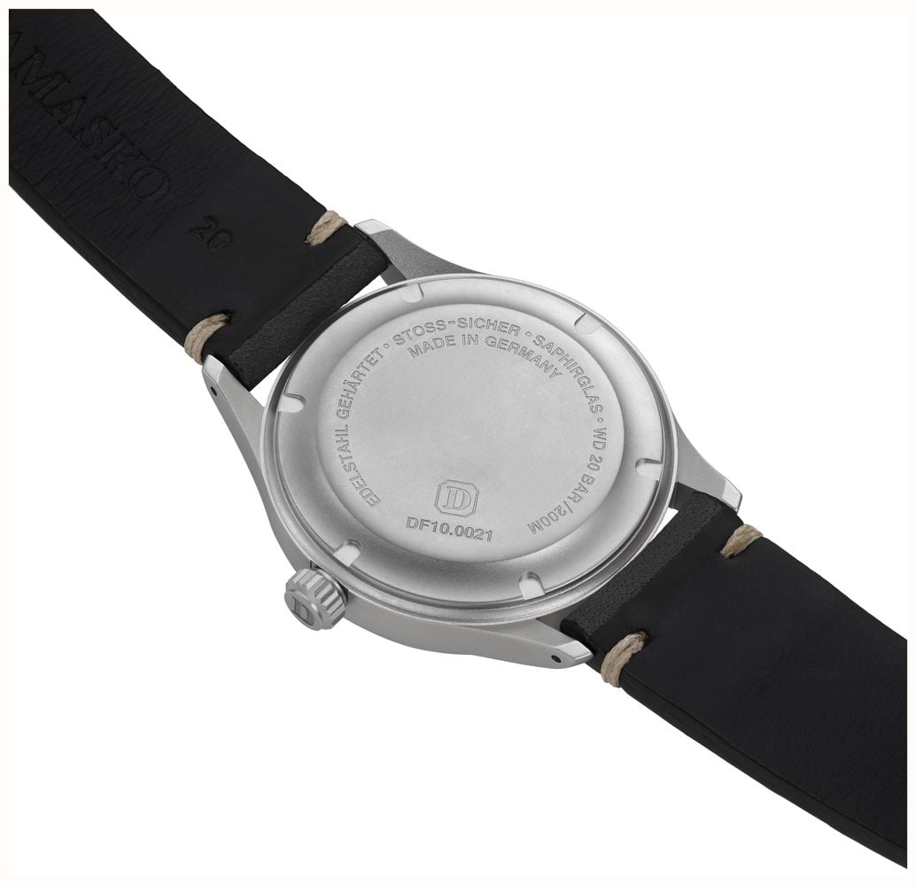 Damasko DF10 Three-Hand Manufacture (39mm) Black Dial / 'Vintage' Black Leather Strap Watch DF10 BLACK - alternate view 4