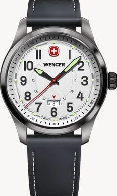 Wenger Terragraph Quartz (43mm) Textured White Dial / Black Leather Strap 01.0541.126