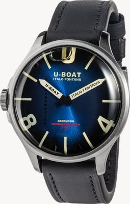 U-Boat Darkmoon Kama SS (46.5mm) Photochromic Blue-Black Soleil Dial / Black Calfskin Leather Strap Watch 3340