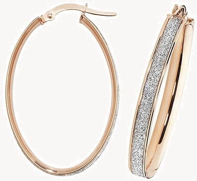 Treasure House 9k Rose Gold Oval Hoop Earrings ER1023R-V4
