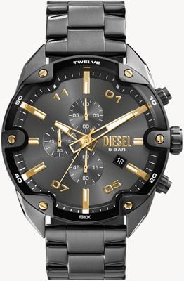 Diesel Men's Spiked (49mm) Grey Chronograph Dial / Gunmetal Stainless Steel Bracelet DZ4669