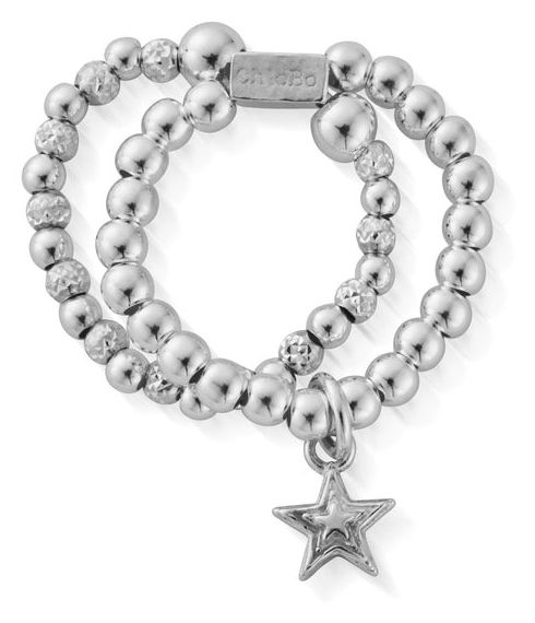 ChloBo SR2D3028 Mini Raised Star Double Ring – Medium Jewellery