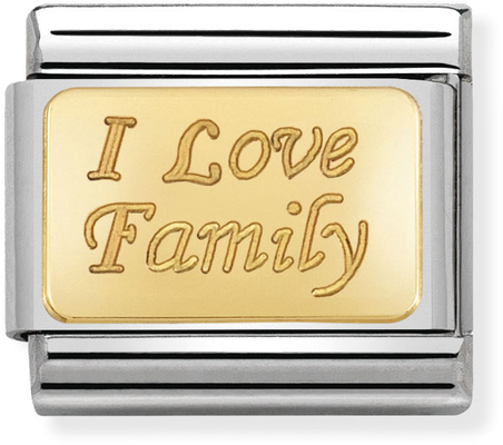 Nomination Classic ENGRAVED SIGNS In Stainless Steel With 18k Gold CUSTOM I Love Family Charm 030121/33