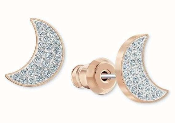 Swarovski Swarovski Moon Pierced Earrings, Rose Gold, White 5523559