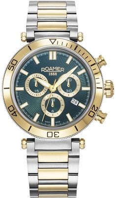 Roamer Men's Toscana (42mm) Green Chronograph Dial / Two-Tone Stainless Steel Bracelet 994837 47 75 20