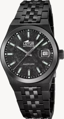 Lotus Automatic Collection (39mm) Black Carbon Effect Dial / Black PVD Stainless Steel Bracelet Watch 19104/1